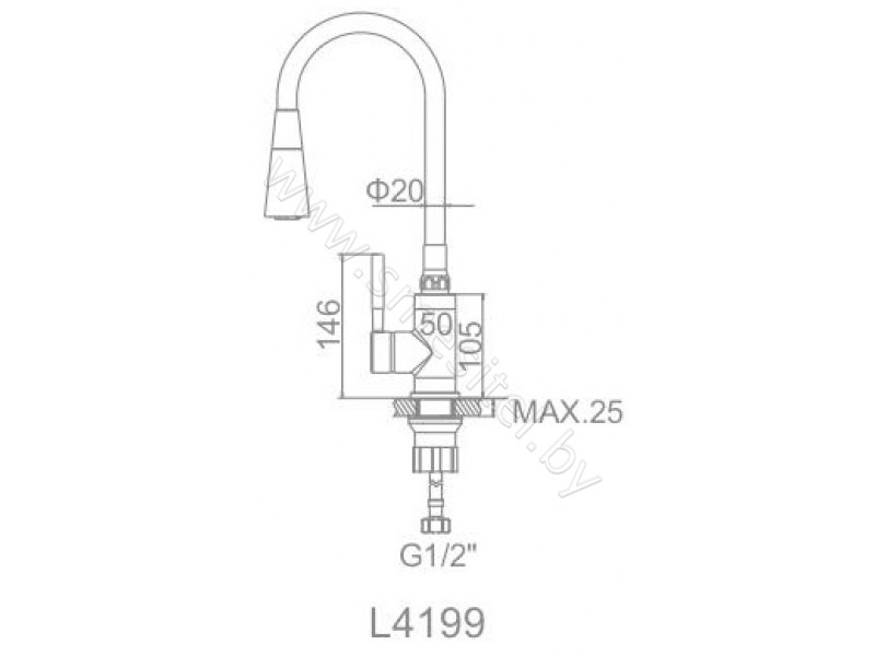 Smesitel Latunnyj S Gibkim Izlivom Dlya Kuhni Ledeme L4199 9