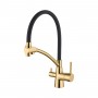 L4855G-2 Чёрный+золото, смеситель для кухни с выходом для питьевой воды 