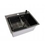 WS-35040B/GER013 Мойка кухонная WISENT ГРАФИТ из нерж.стали, + сифон GER013, + дозатор WW405B + коландер пластик, кор 52х52 WS-35040B/GER013 Мойка кухонная WISENT ГРАФИТ из нерж.стали, + сифон GER013, + дозатор WW405B + коландер пластик, кор 52х52