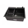 WS-36050BD/GER013 Мойка кухонная ГРАФИТ ДЕКОР из нерж.стали WISENT, + GER013, + дозатор + коландер пластик, кор 62х52