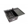 WS-36550B-L / GER013 Мойка кухонная ГРАФИТ из нерж.стали WISENT, + сифон GER013, + дозатор WW405B + коландер пластик, кор 80х52